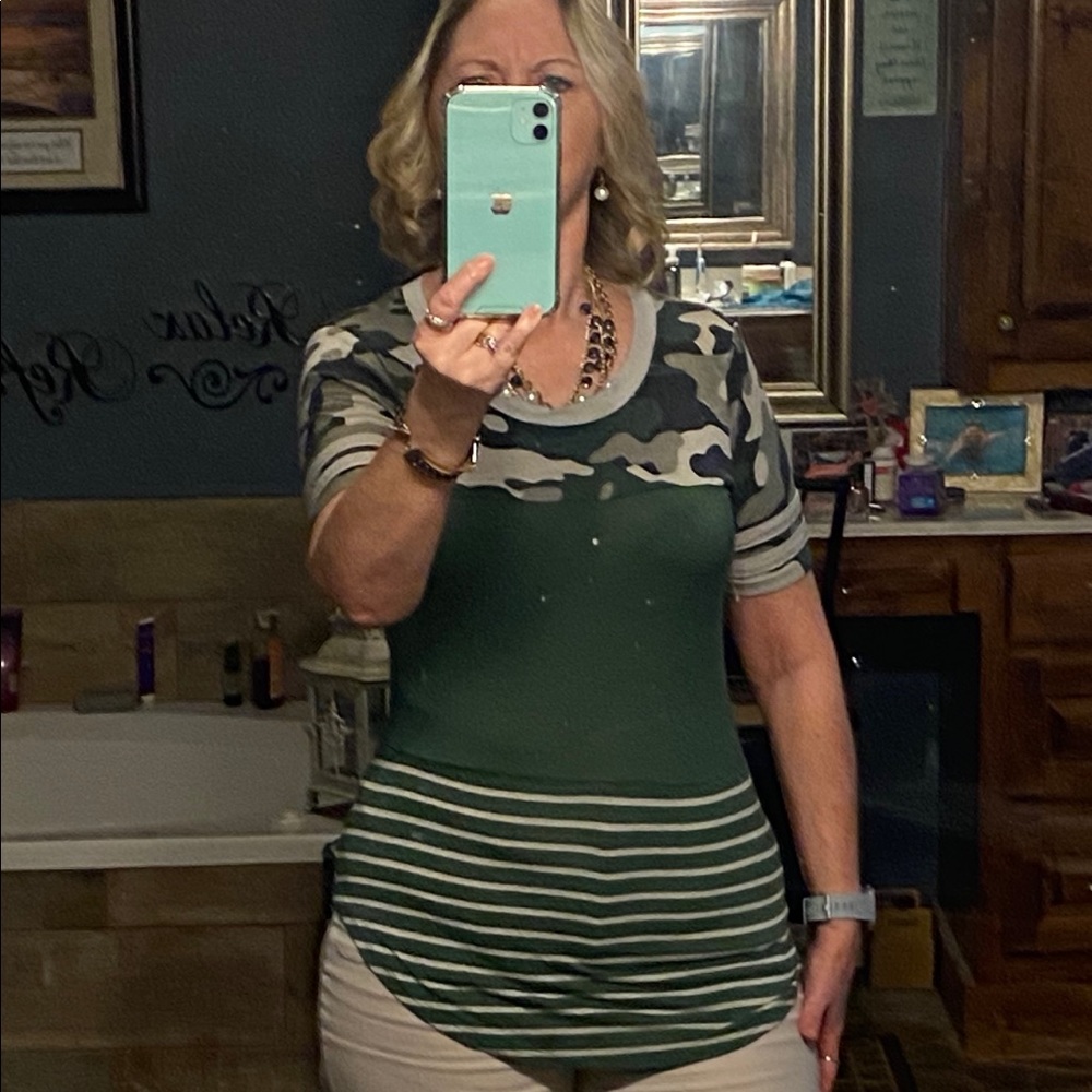 Comfy cotton blend camp accented shirt